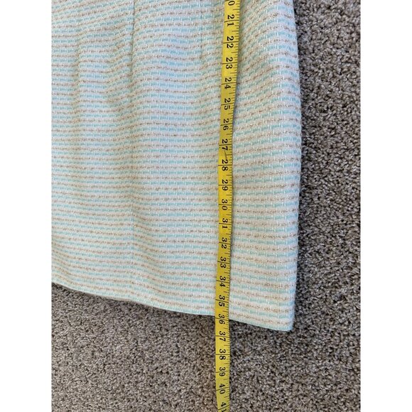 Poeta Womens Sz L White & Gold Sleeveless Tweed Sheath Dress With V-Neckline - Picture 10 of 10